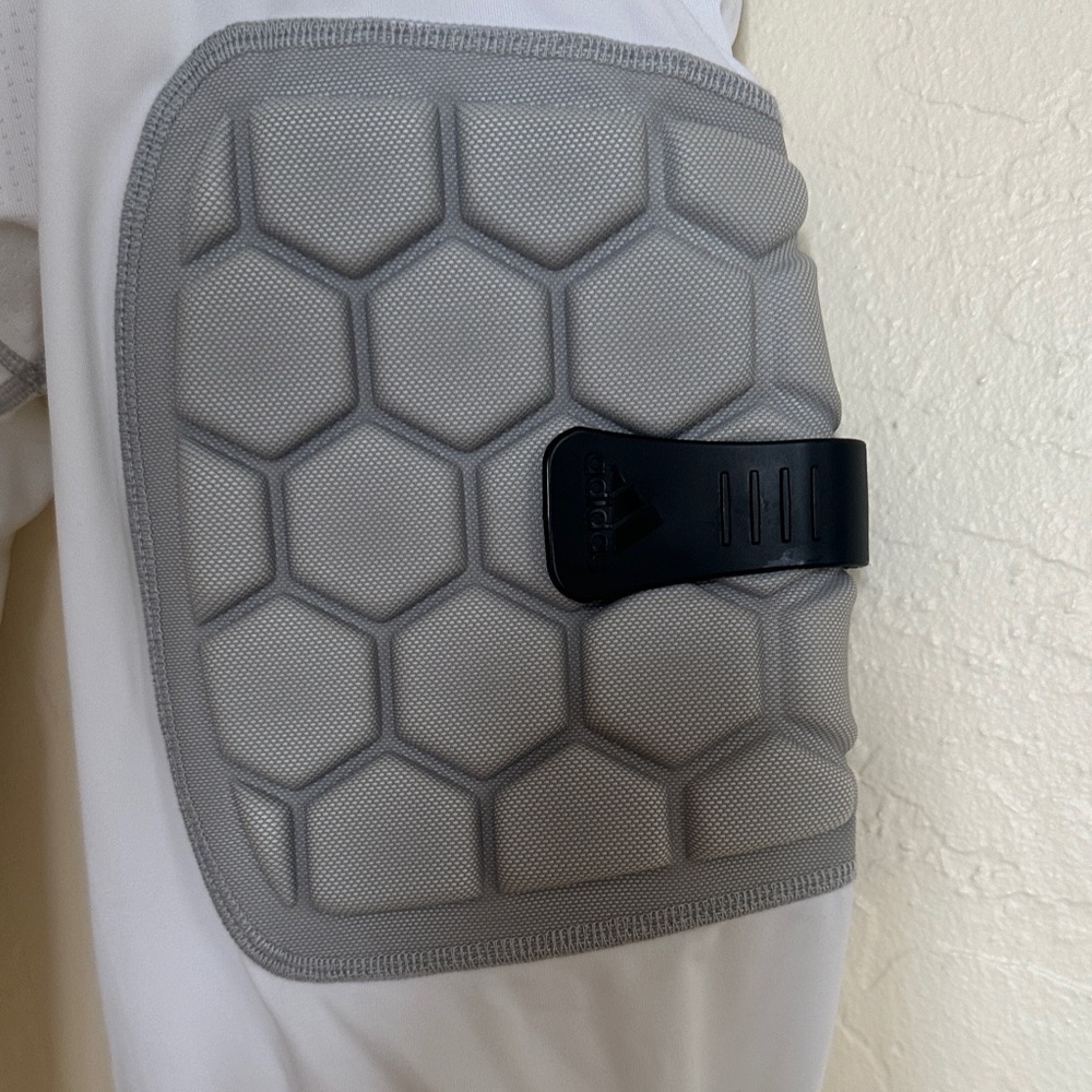 Adidas Men's White and Gray Padded Compression Pants - Picture 3 of 4